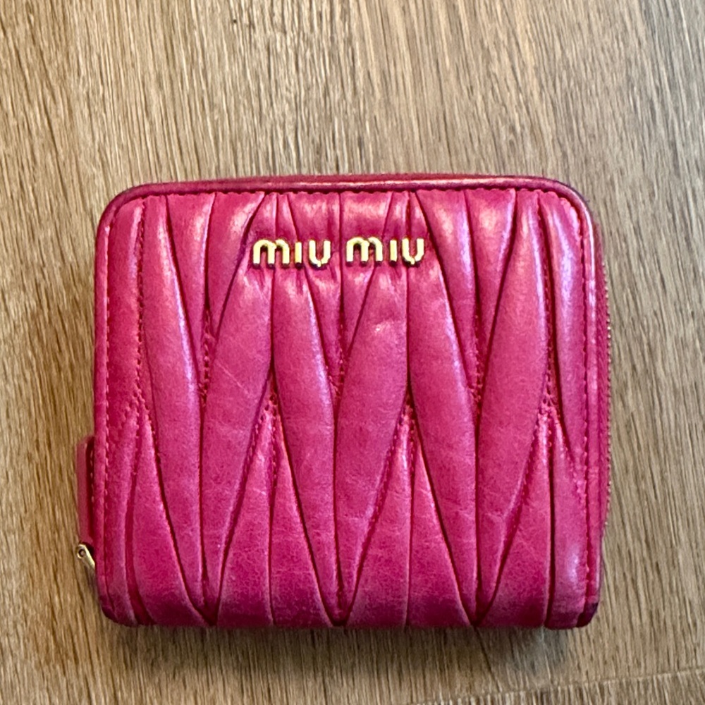 Miu Miu Fuchsia Quilted Leather Wallet